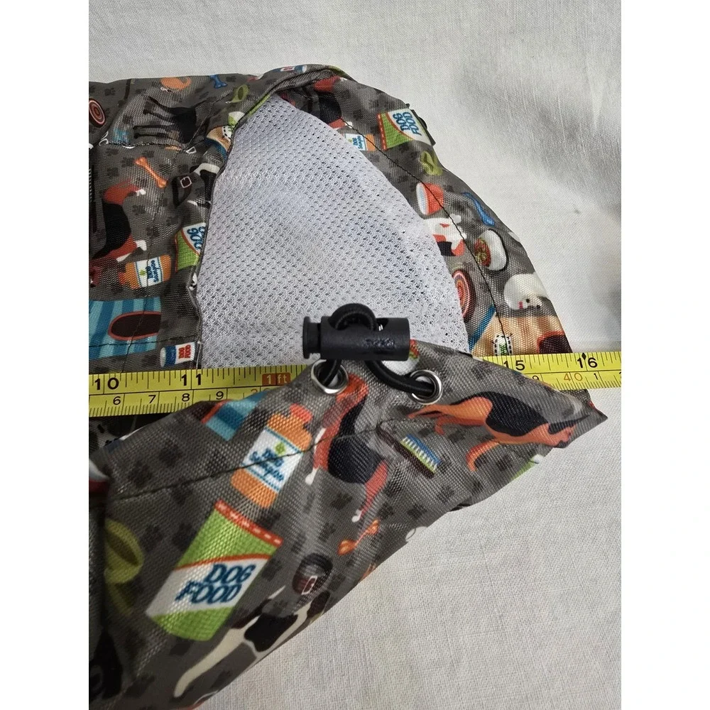 FunnyDogClothes.com Dog Raincoat Grey Pet Print Mesh‎ Lined Hooded Jacket Large